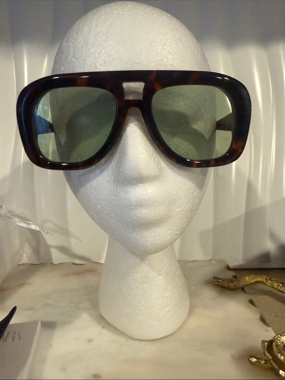 Tortoiseshell Oversized Women's Sunglasses - Brown Frame Green Lens
